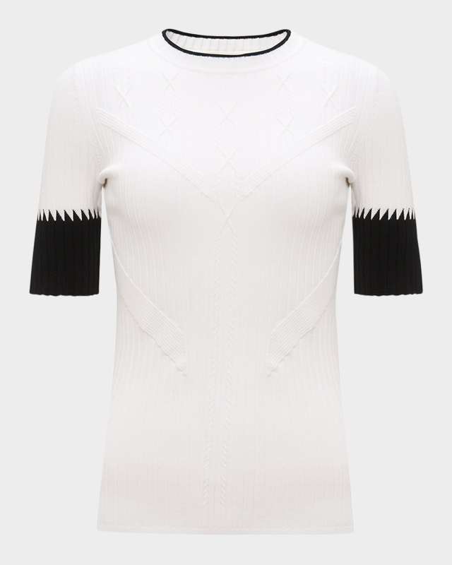 Medora Ribbed Cable-Knit Crewneck Sweat